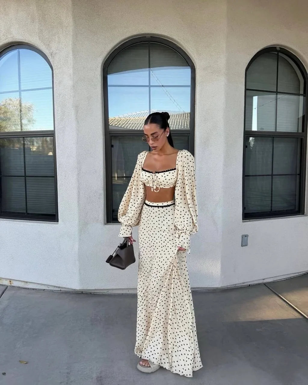 The Riviera Romance Polka Dot Maxi Skirt Set